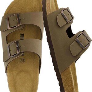 Lane Cork Footbed Sandals for Women – Comfortable Double Buckle Slip-On with Gen